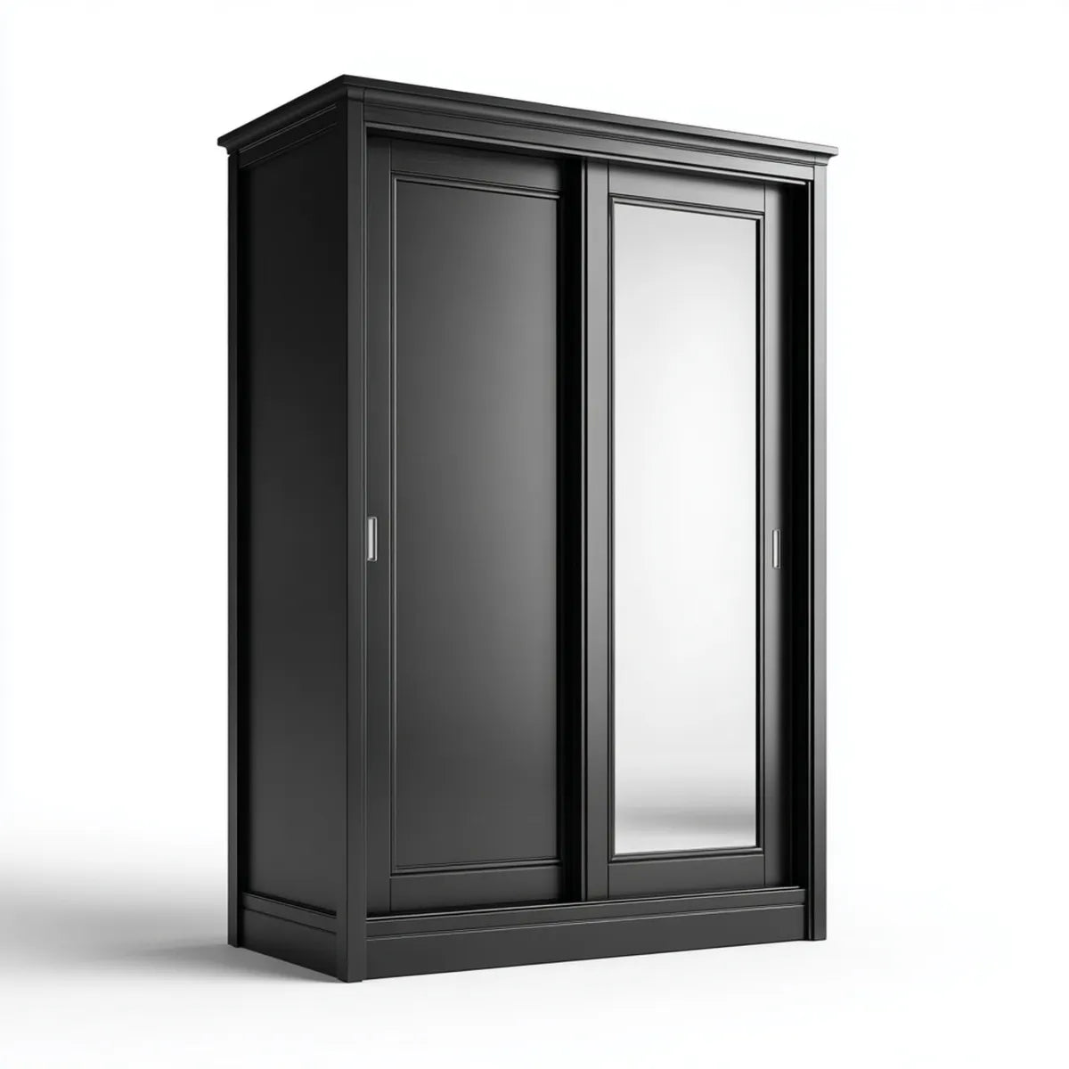 Armoire penderie noire à portes coulissantes avec miroir 120 x 60 x 200 cm en panneaux de particules mélaminés