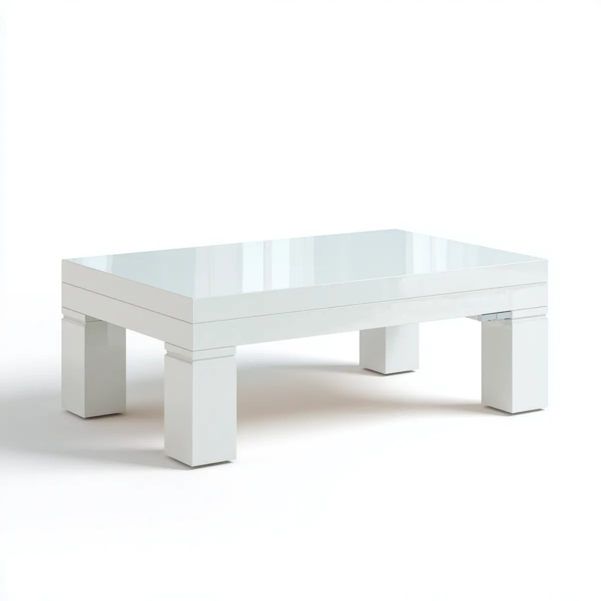 Table basse rectangulaire blanche 100 x 60 x 35 cm en panneaux MDF laqués