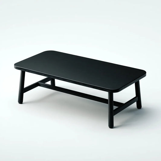 Table basse rectangulaire noire 100 x 50 x 45 cm en hévéa massif à angles arrondis