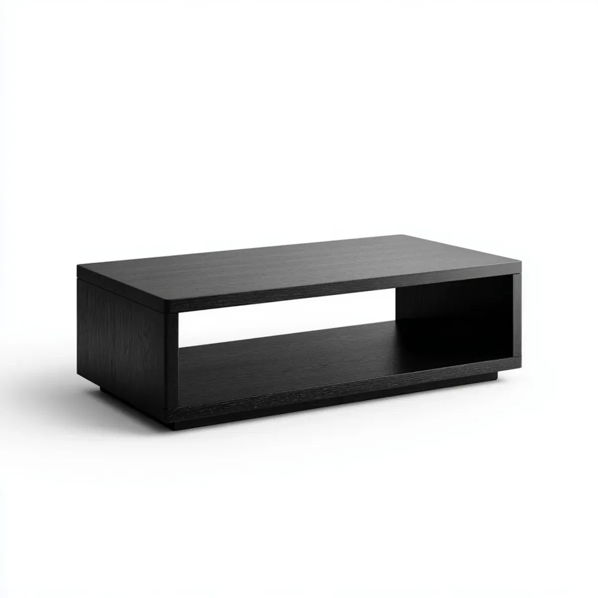 Table basse rectangulaire avec niche de rangement noire 100 x 50 x 35 cm en MDF mélaminé