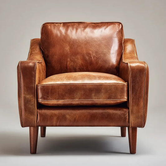 Fauteuil de salon marron en cuir PU 82 x 86 x 92 cm