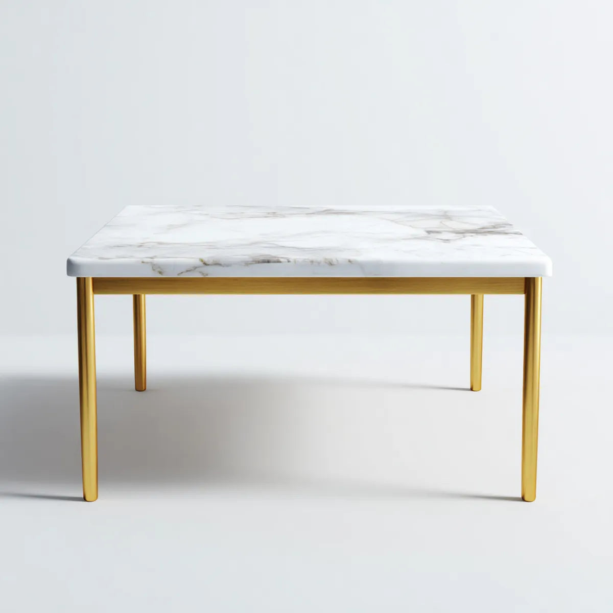 Table basse rectangulaire blanche et dorée 100 x 60 x 45 cm plateau en céramique effet marbre structure en acier inoxydable