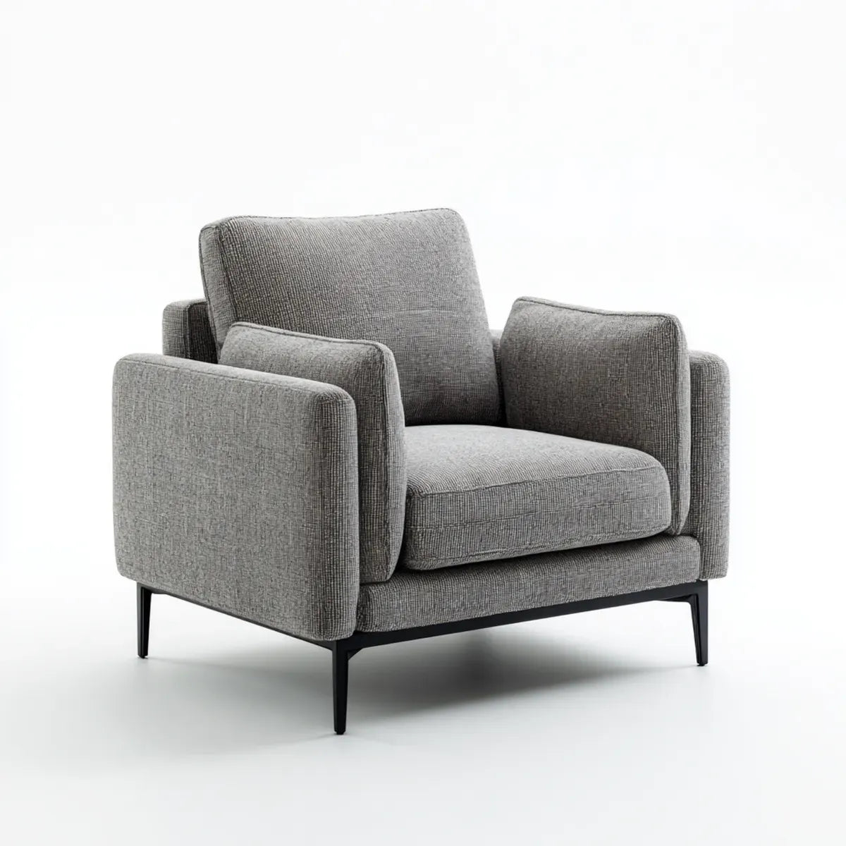 Fauteuil de salon gris en polyester avec pieds en acier noir 82 x 85 x 82 cm