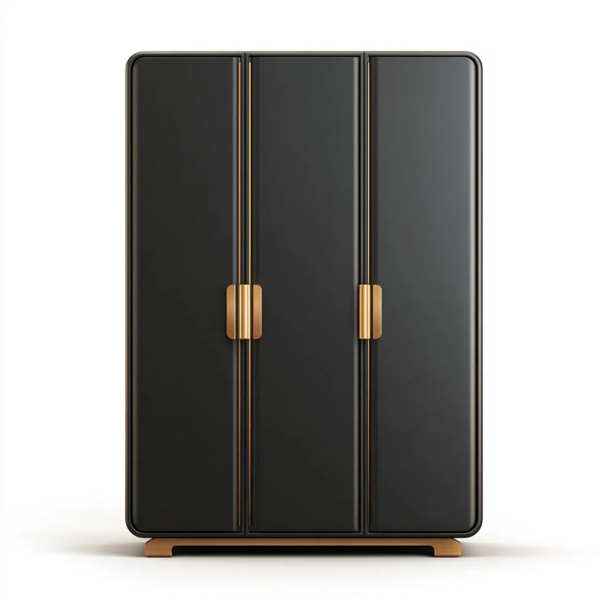 Armoire de chambre 3 portes noire et dorée en MDF 150 x 60 x 200 cm