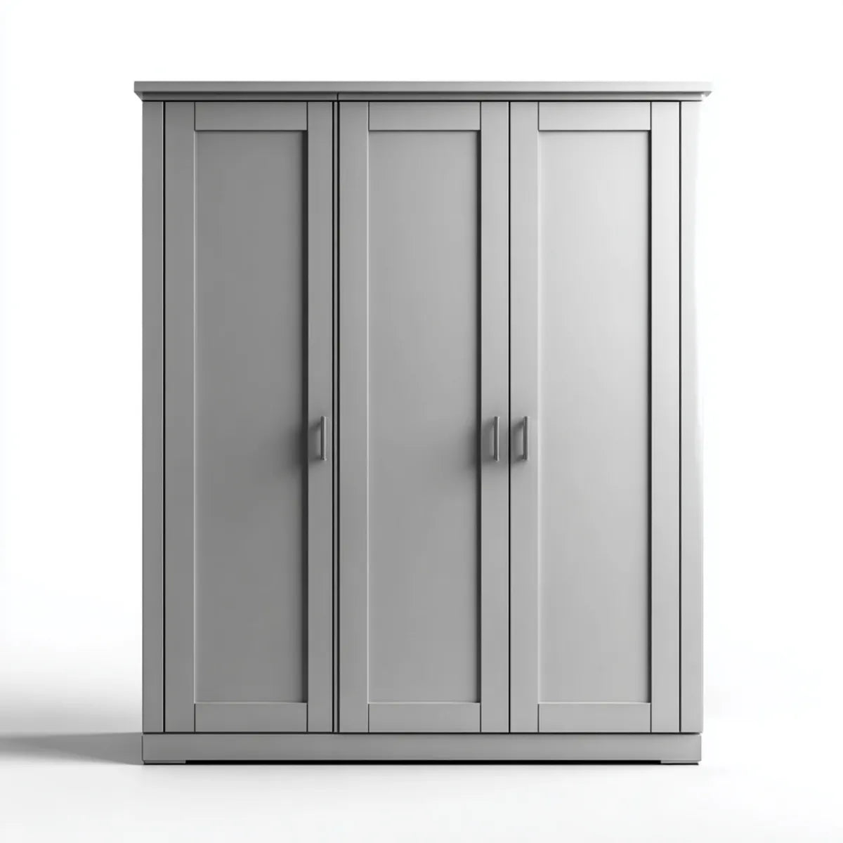 Armoire de chambre 3 portes grise 150 x 52 x 200 cm en panneaux MDF rectangulaire