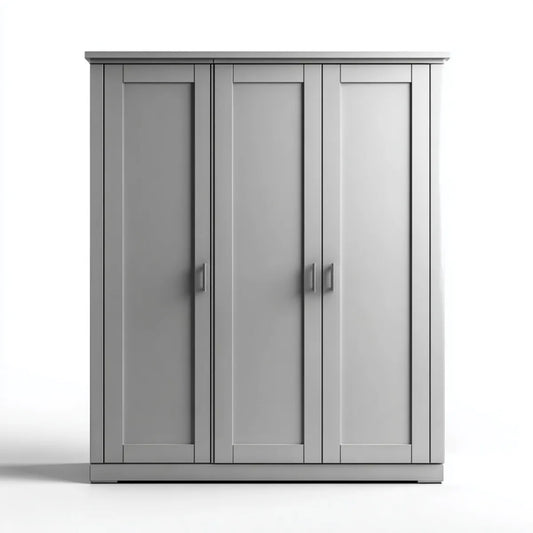 Armoire de chambre 3 portes grise 150 x 52 x 200 cm en panneaux MDF rectangulaire