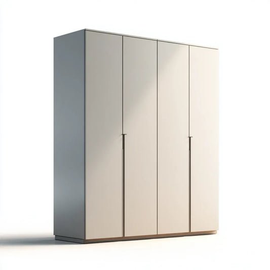 Armoire de chambre 4 portes crème et gris 180 x 60 x 200 cm en panneaux de particules mélaminés